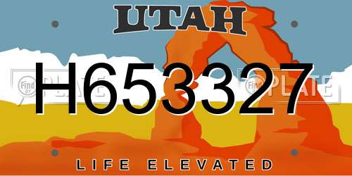 H653327 Utah License Plate