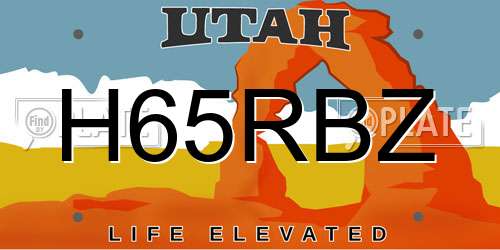 H65RBZ Utah License Plate