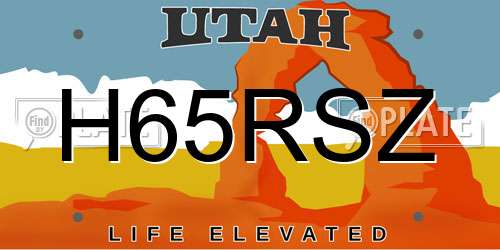 H65RSZ Utah License Plate
