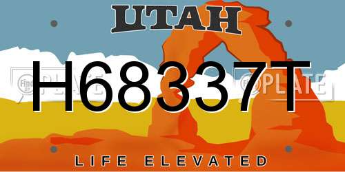 H68337T Utah License Plate