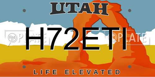 H72ETI Utah License Plate