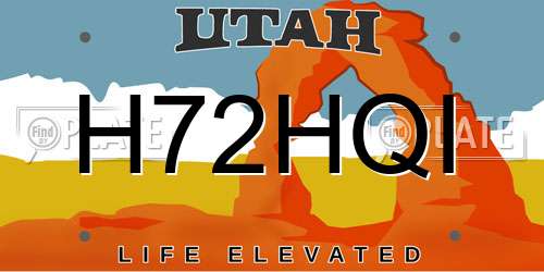 H72HQI Utah License Plate