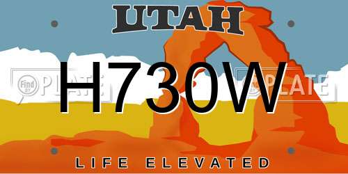 H730W Utah License Plate