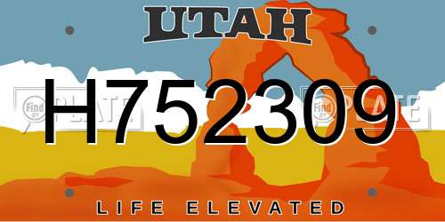 H752309 Utah License Plate