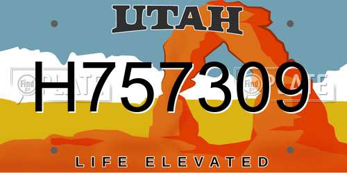 H757309 Utah License Plate
