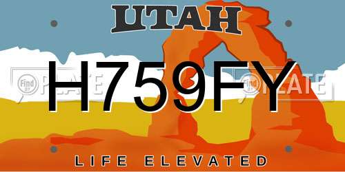 H759FY Utah License Plate