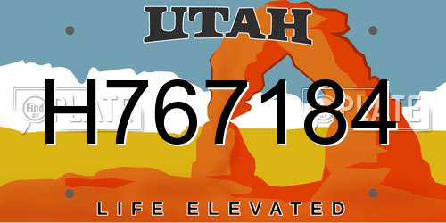 H767184 Utah License Plate