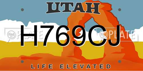 H769CJ Utah License Plate