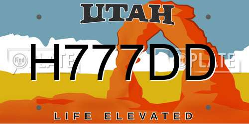 H777DD Utah License Plate