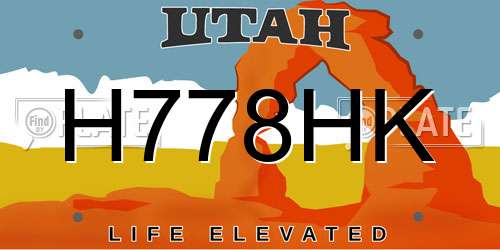 H778HK Utah License Plate