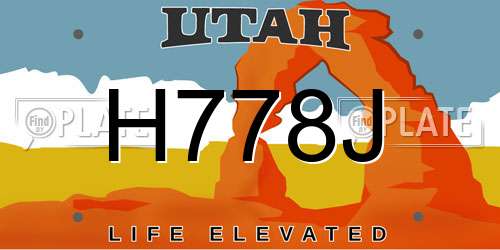 H778J Utah License Plate
