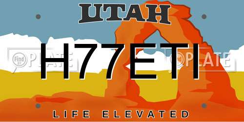 H77ETI Utah License Plate