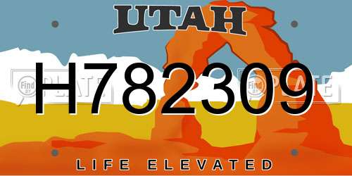 H782309 Utah License Plate