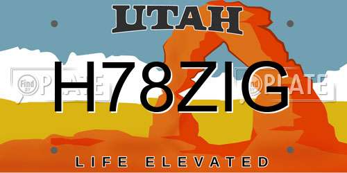 H78ZIG Utah License Plate