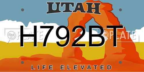 H792BT Utah License Plate