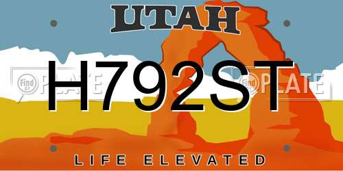 H792ST Utah License Plate