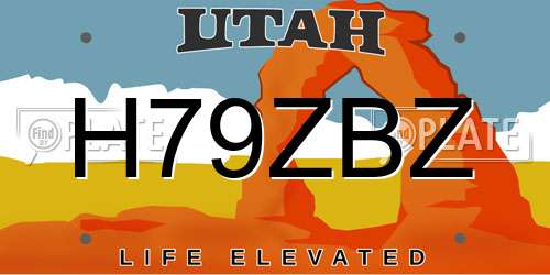 H79ZBZ Utah License Plate