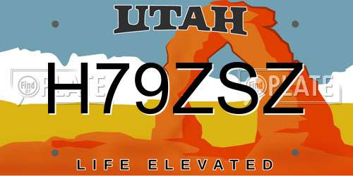 H79ZSZ Utah License Plate