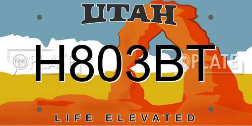 H803BT Utah License Plate