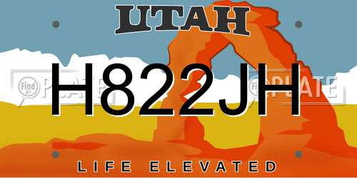 H822JH Utah License Plate