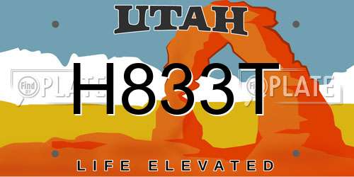 H833T Utah License Plate