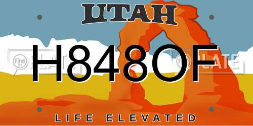 H848OF Utah License Plate