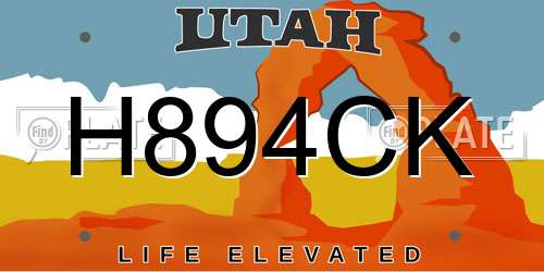 H894CK Utah License Plate