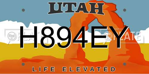 H894EY Utah License Plate