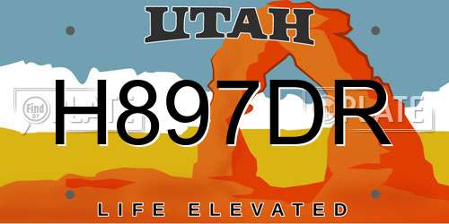 H897DR Utah License Plate