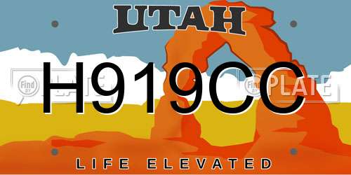 H919CC Utah License Plate
