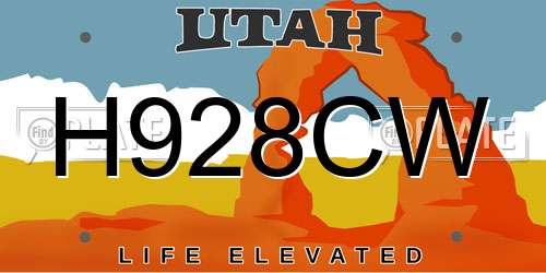 H928CW Utah License Plate