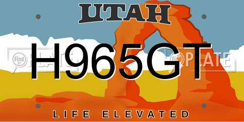 H965GT Utah License Plate