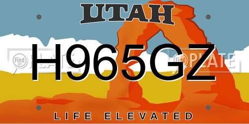 H965GZ Utah License Plate