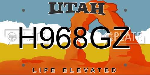 H968GZ Utah License Plate
