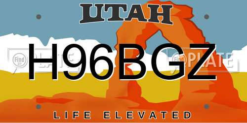 H96BGZ Utah License Plate