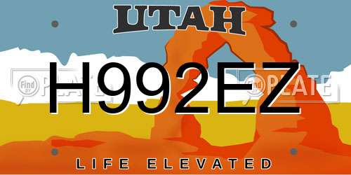 H992EZ Utah License Plate