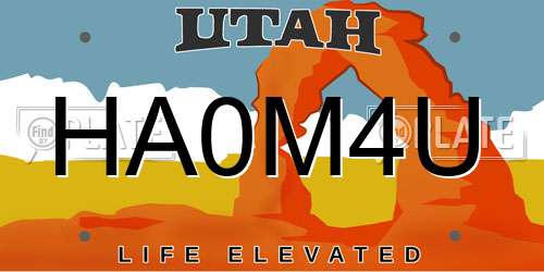 HA0M4U Utah License Plate