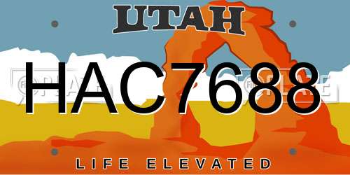 HAC7688 Utah License Plate