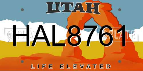 HAL8761 Utah License Plate