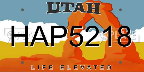 HAP5218 Utah License Plate
