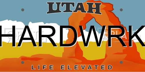 HARDWRK Utah License Plate