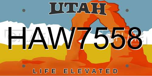 HAW7558 Utah License Plate