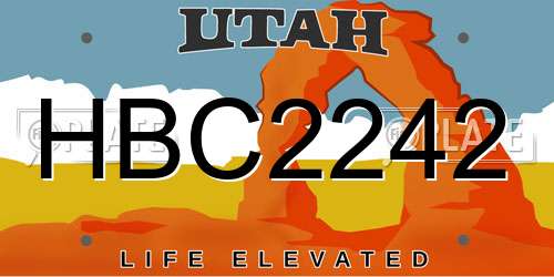 HBC2242 Utah License Plate