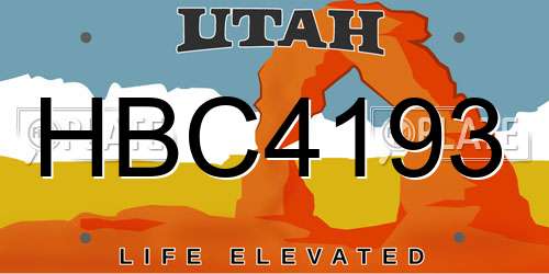 HBC4193 Utah License Plate