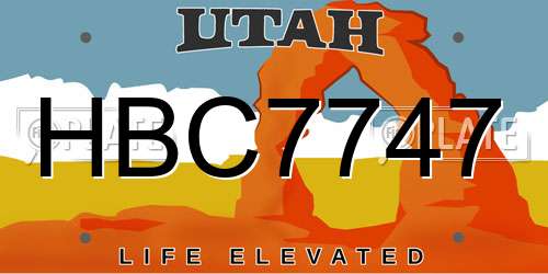 HBC7747 Utah License Plate