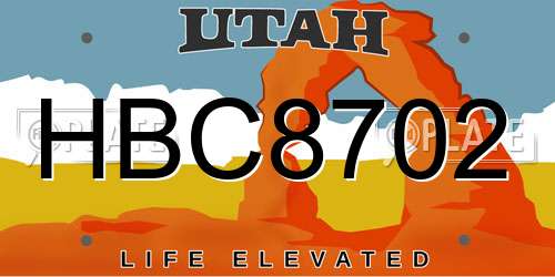 HBC8702 Utah License Plate