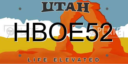 HBOE52 Utah License Plate
