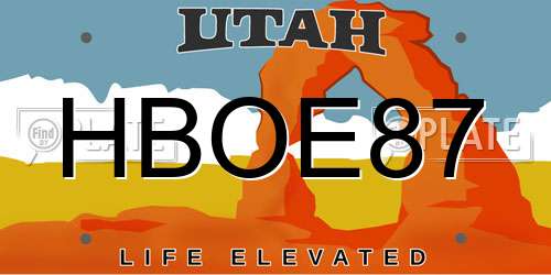 HBOE87 Utah License Plate