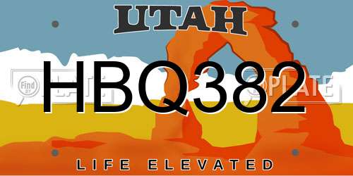 HBQ382 Utah License Plate