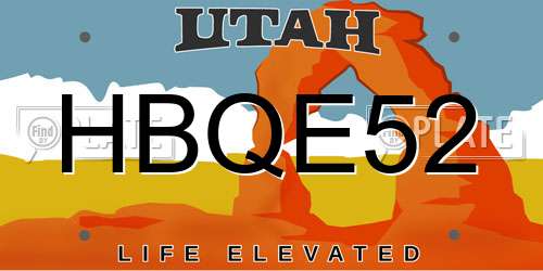 HBQE52 Utah License Plate